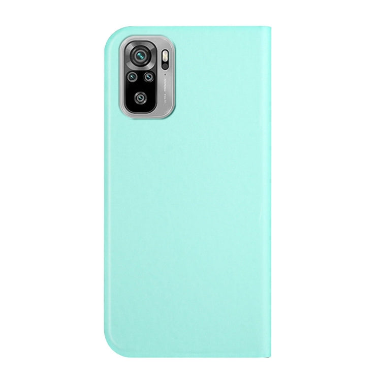 For Xiaomi Redmi Note 10 3-Folding Ultrathin Skin Feel Magnetic Solid Color Horizontal Flip Leather Case with Holder