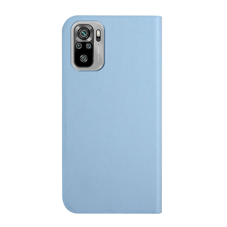 For Xiaomi Redmi Note 10 3-Folding Ultrathin Skin Feel Magnetic Solid Color Horizontal Flip Leather Case with Holder