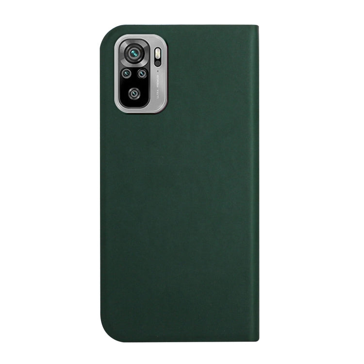 For Xiaomi Redmi Note 10 3-Folding Ultrathin Skin Feel Magnetic Solid Color Horizontal Flip Leather Case with Holder