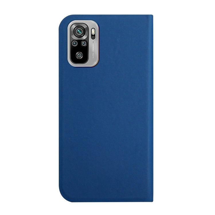 For Xiaomi Redmi Note 10 3-Folding Ultrathin Skin Feel Magnetic Solid Color Horizontal Flip Leather Case with Holder