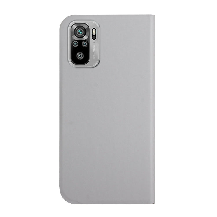 For Xiaomi Redmi Note 10 3-Folding Ultrathin Skin Feel Magnetic Solid Color Horizontal Flip Leather Case with Holder