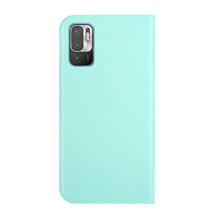 For Xiaomi Redmi Note 10 5G 3-Folding Ultrathin Skin Feel Magnetic Solid Color Horizontal Flip Leather Case with Holder