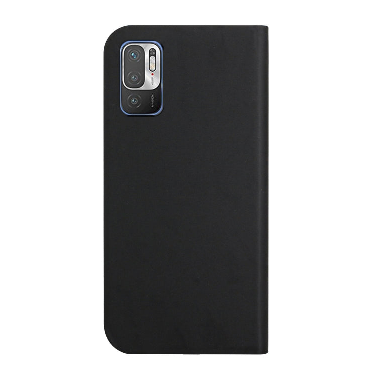 For Xiaomi Redmi Note 10 5G 3-Folding Ultrathin Skin Feel Magnetic Solid Color Horizontal Flip Leather Case with Holder