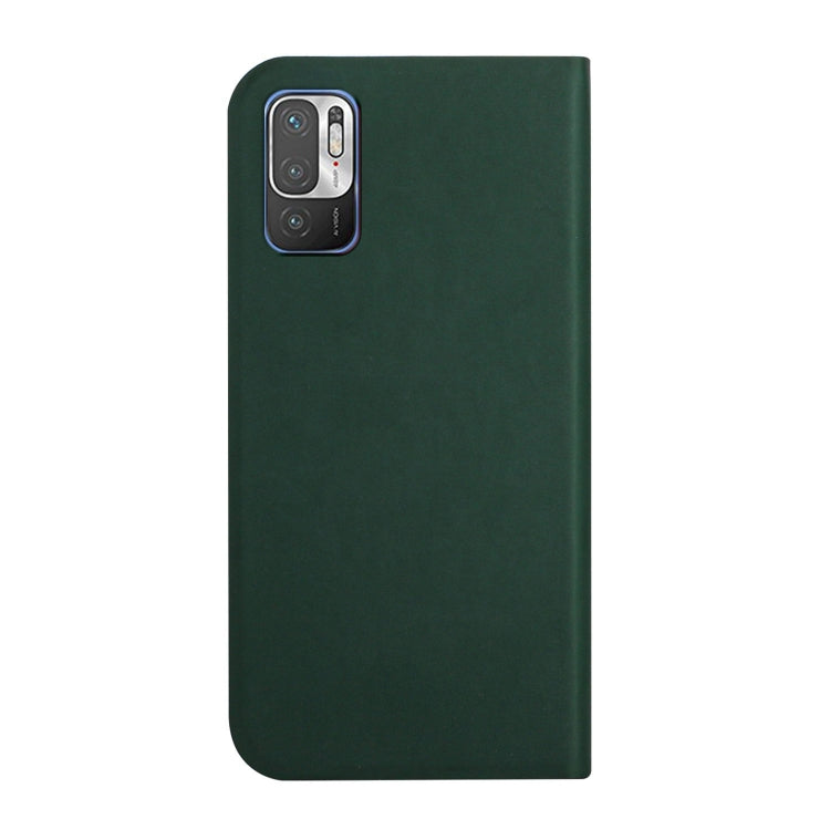 For Xiaomi Redmi Note 10 5G 3-Folding Ultrathin Skin Feel Magnetic Solid Color Horizontal Flip Leather Case with Holder