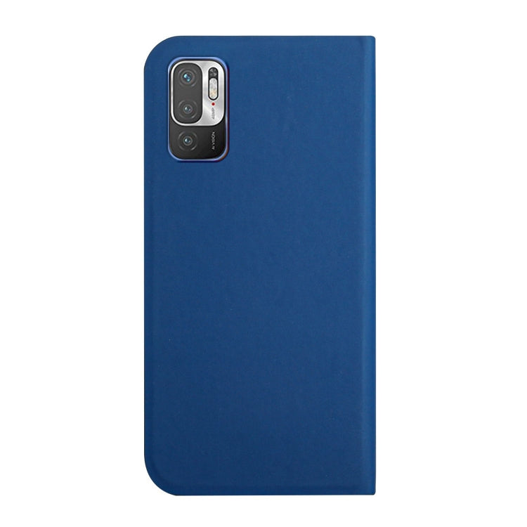 For Xiaomi Redmi Note 10 5G 3-Folding Ultrathin Skin Feel Magnetic Solid Color Horizontal Flip Leather Case with Holder