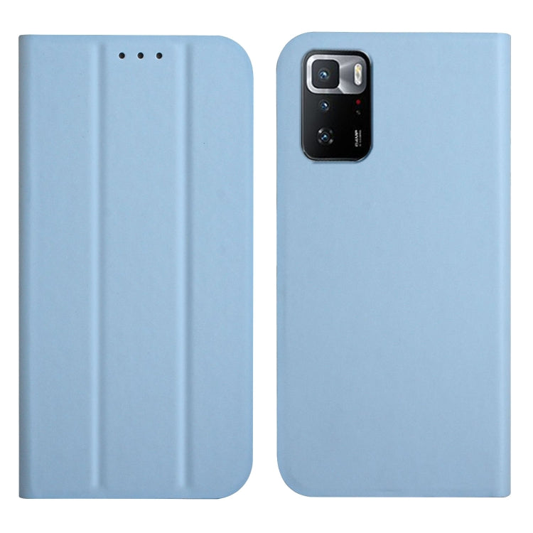 For Xiaomi Poco X3 GT 3-Folding Ultrathin Skin Feel Magnetic Solid Color Horizontal Flip Leather Case with Holder