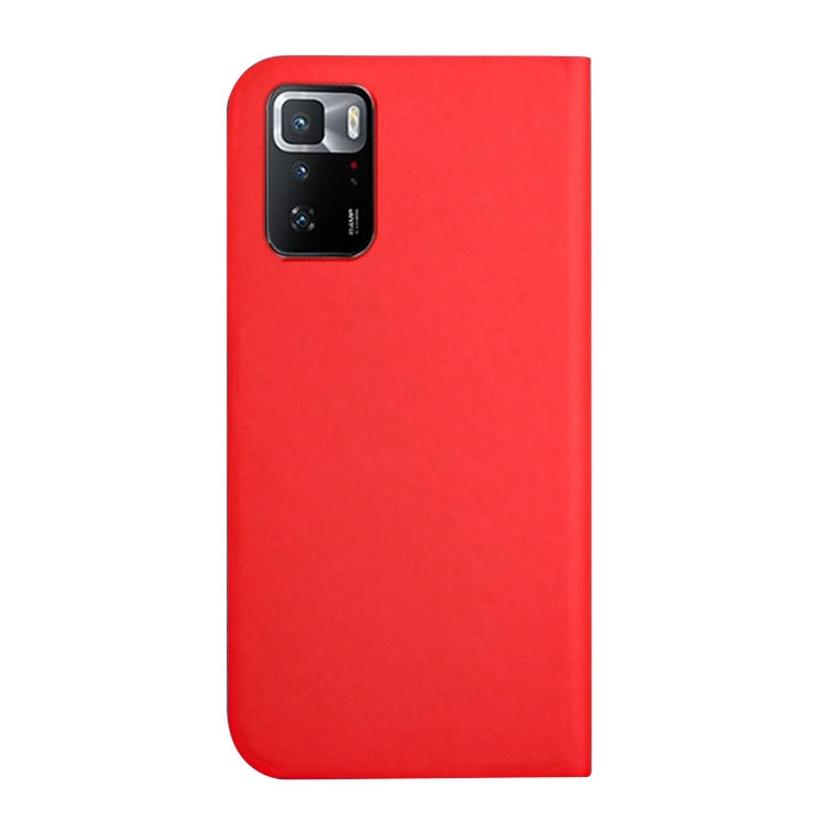 For Xiaomi Poco X3 GT 3-Folding Ultrathin Skin Feel Magnetic Solid Color Horizontal Flip Leather Case with Holder