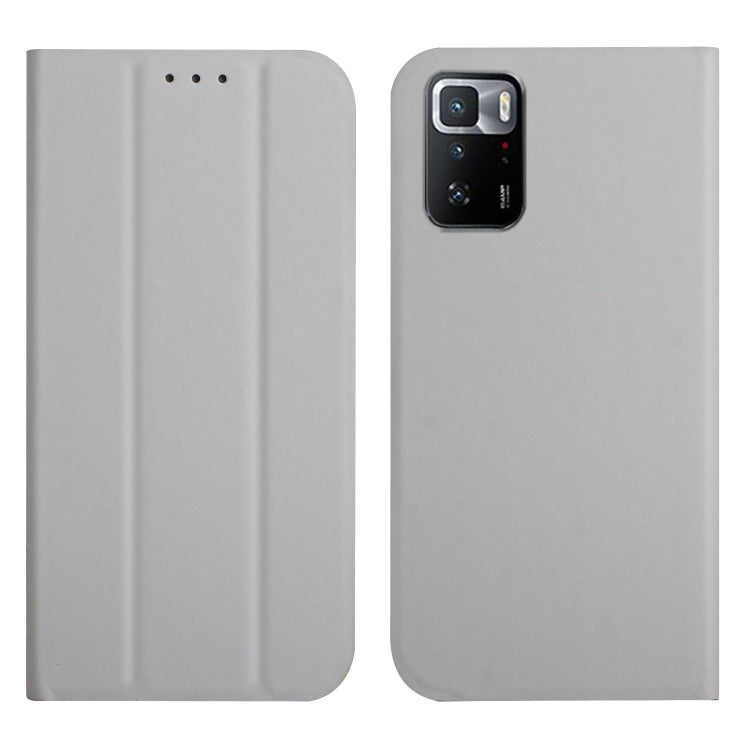 For Xiaomi Poco X3 GT 3-Folding Ultrathin Skin Feel Magnetic Solid Color Horizontal Flip Leather Case with Holder