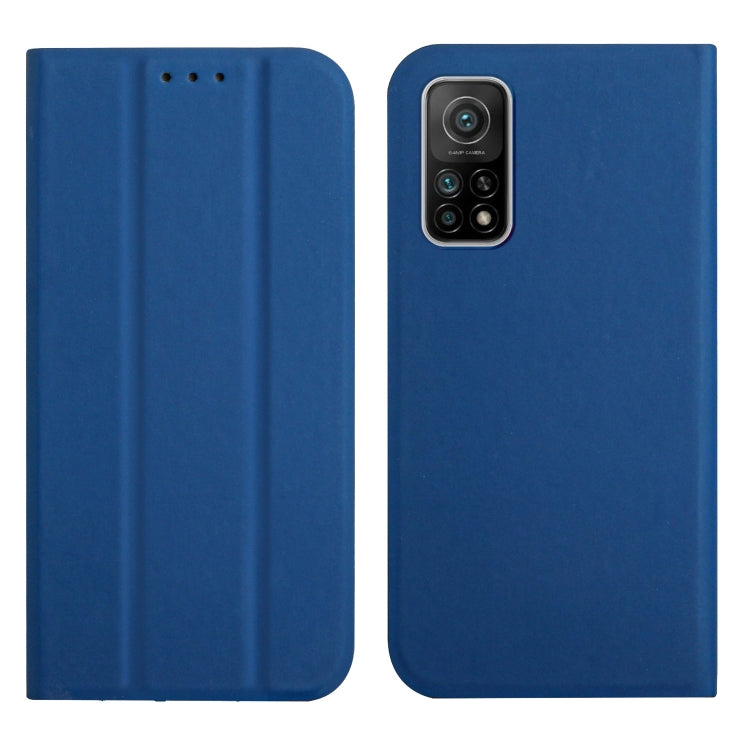 For Xiaomi Mi 10T 5G / 10T Pro 5G 3-Folding Ultrathin Skin Feel Magnetic Solid Color Horizontal Flip Leather Case with Holder