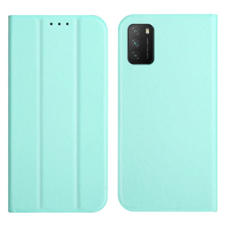 For Xiaomi Poco M3 3-Folding Ultrathin Skin Feel Magnetic Solid Color Horizontal Flip Leather Case with Holder