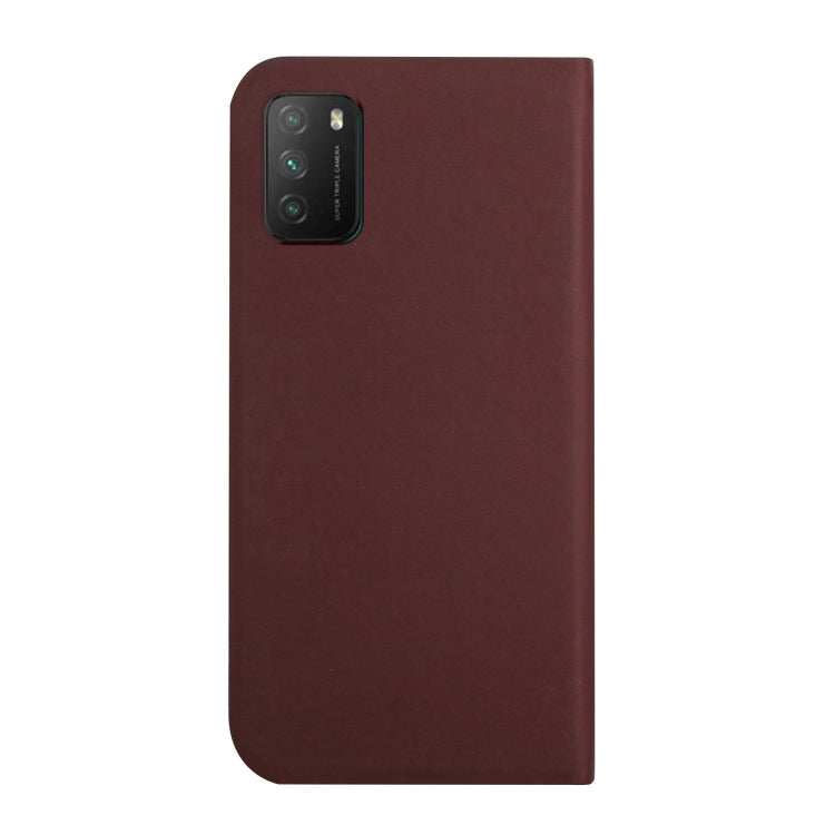 For Xiaomi Poco M3 3-Folding Ultrathin Skin Feel Magnetic Solid Color Horizontal Flip Leather Case with Holder