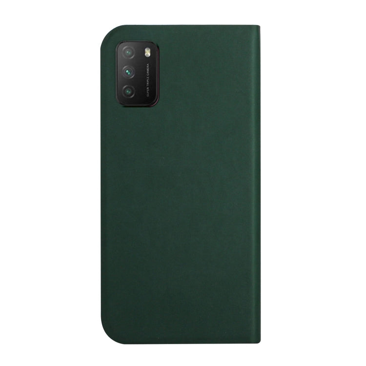 For Xiaomi Poco M3 3-Folding Ultrathin Skin Feel Magnetic Solid Color Horizontal Flip Leather Case with Holder