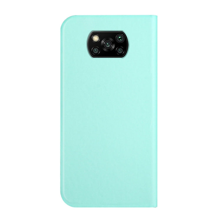 For Xiaomi Poco X3 3-Folding Ultrathin Skin Feel Magnetic Solid Color Horizontal Flip Leather Case with Holder
