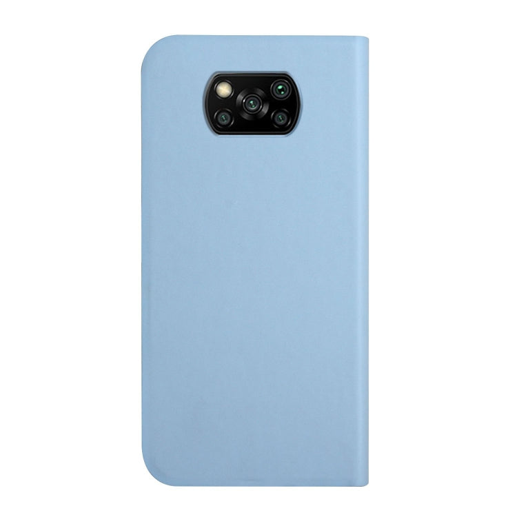 For Xiaomi Poco X3 3-Folding Ultrathin Skin Feel Magnetic Solid Color Horizontal Flip Leather Case with Holder