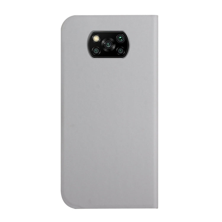 For Xiaomi Poco X3 3-Folding Ultrathin Skin Feel Magnetic Solid Color Horizontal Flip Leather Case with Holder