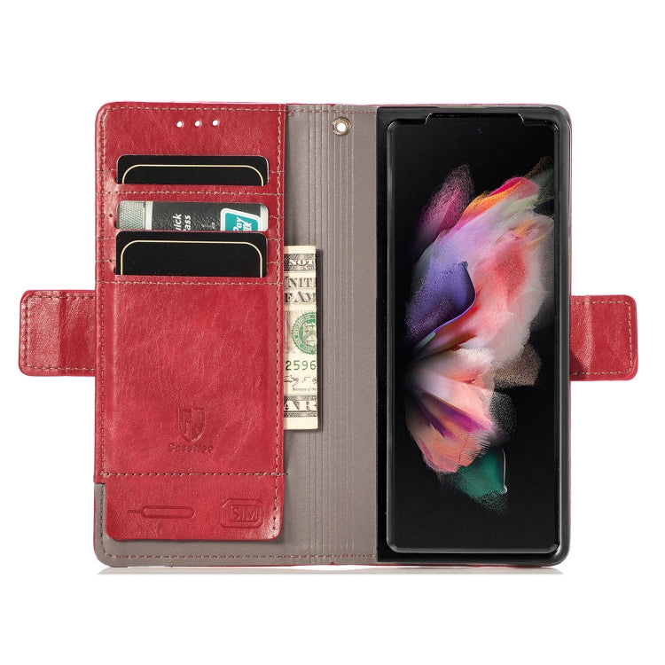 For Samsung Galaxy Z Fold3 5G CaseNeo Business Splicing Dual Magnetic Buckle Horizontal Flip PU Leather Case with Holder & Card Slots & Wallet