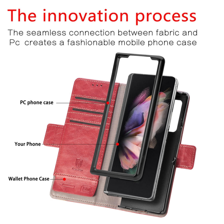 For Samsung Galaxy Z Fold3 5G CaseNeo Business Splicing Dual Magnetic Buckle Horizontal Flip PU Leather Case with Holder & Card Slots & Wallet