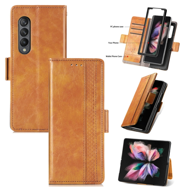 For Samsung Galaxy Z Fold3 5G CaseNeo Business Splicing Dual Magnetic Buckle Horizontal Flip PU Leather Case with Holder & Card Slots & Wallet