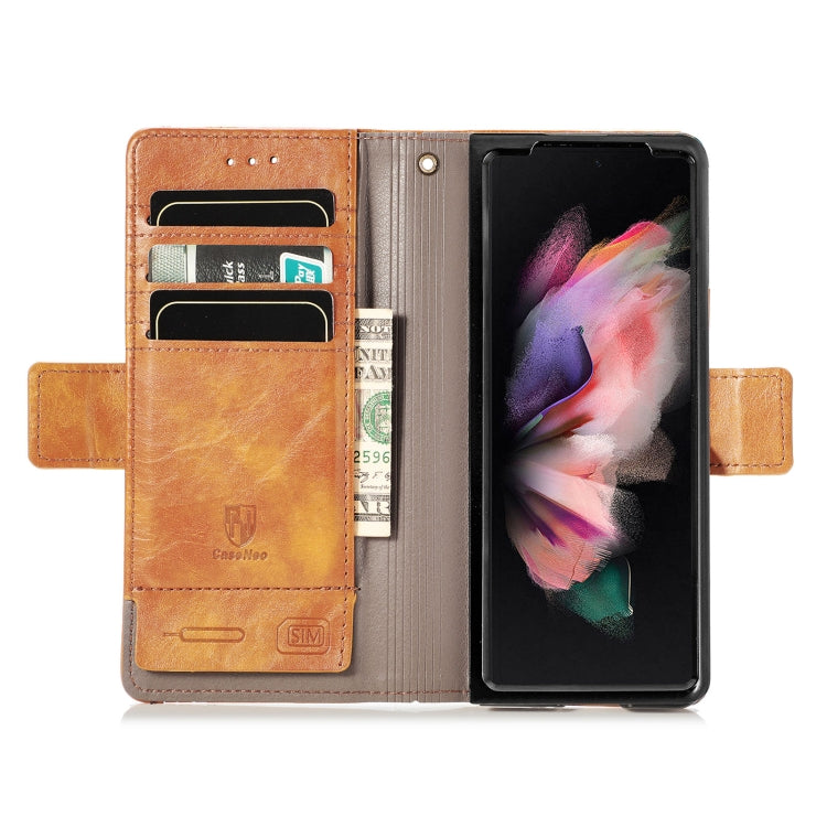 For Samsung Galaxy Z Fold3 5G CaseNeo Business Splicing Dual Magnetic Buckle Horizontal Flip PU Leather Case with Holder & Card Slots & Wallet