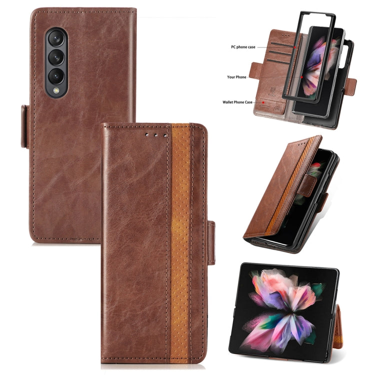For Samsung Galaxy Z Fold3 5G CaseNeo Business Splicing Dual Magnetic Buckle Horizontal Flip PU Leather Case with Holder & Card Slots & Wallet