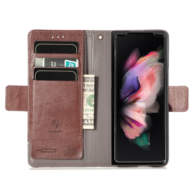 For Samsung Galaxy Z Fold3 5G CaseNeo Business Splicing Dual Magnetic Buckle Horizontal Flip PU Leather Case with Holder & Card Slots & Wallet