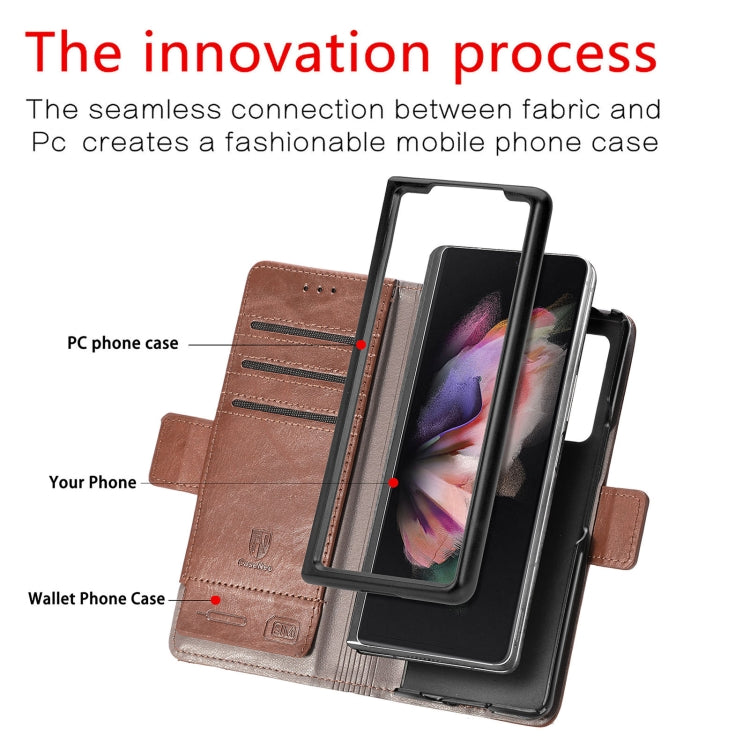 For Samsung Galaxy Z Fold3 5G CaseNeo Business Splicing Dual Magnetic Buckle Horizontal Flip PU Leather Case with Holder & Card Slots & Wallet
