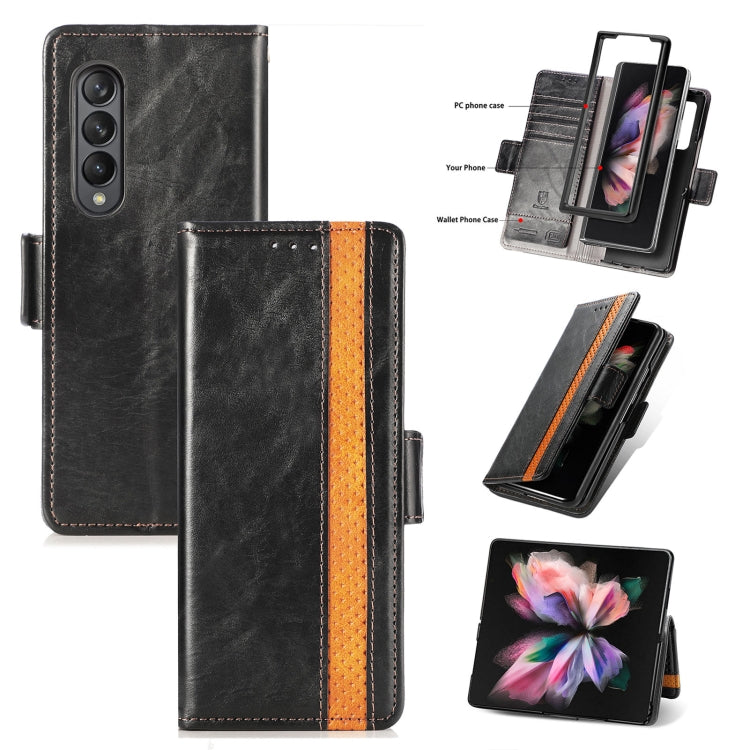 For Samsung Galaxy Z Fold3 5G CaseNeo Business Splicing Dual Magnetic Buckle Horizontal Flip PU Leather Case with Holder & Card Slots & Wallet