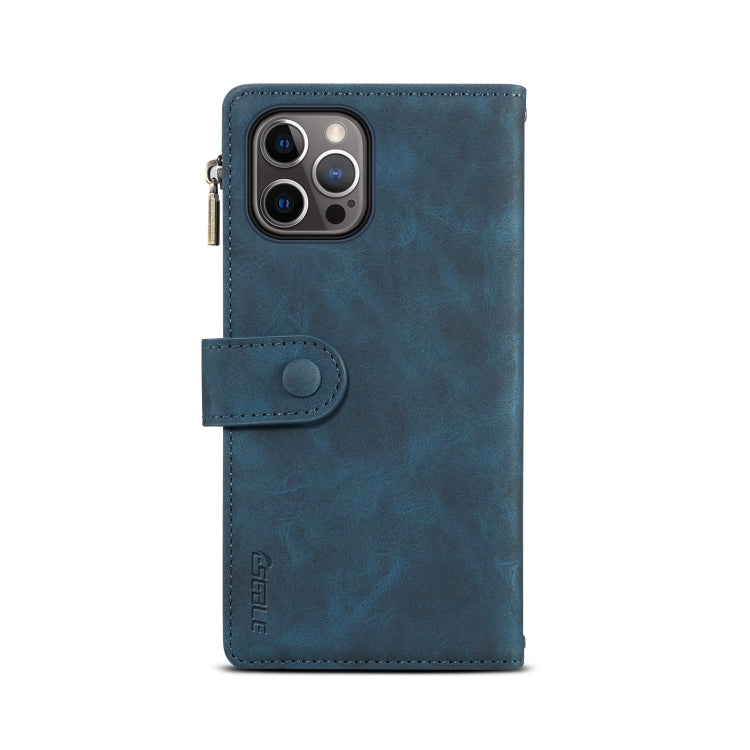 For iPhone 12 Pro Max Retro Frosted Horizontal Flip Leather Case with Holder & Card Slot & Wallet & Zipper Pocket & Lanyard