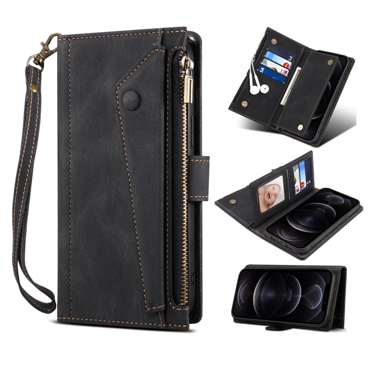 Retro Frosted Horizontal Flip Leather Case with Holder & Card Slot & Wallet & Zipper Pocket & Lanyard For iPhone 11 Pro