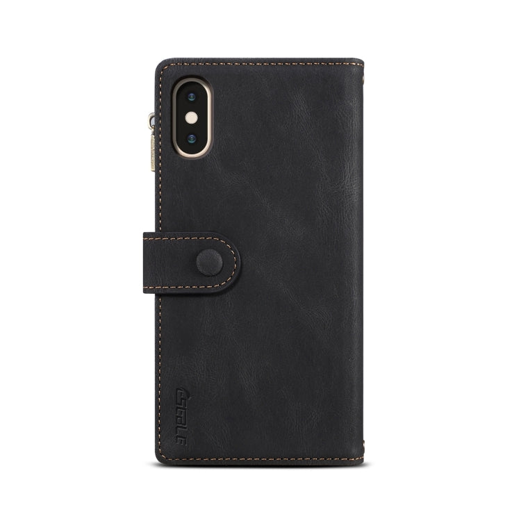 For iPhone X / XS Retro Frosted Horizontal Flip Leather Case with Holder & Card Slot & Wallet & Zipper Pocket & Lanyard