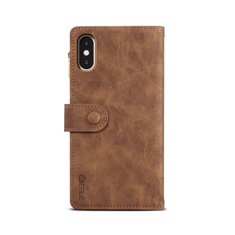 For iPhone X / XS Retro Frosted Horizontal Flip Leather Case with Holder & Card Slot & Wallet & Zipper Pocket & Lanyard