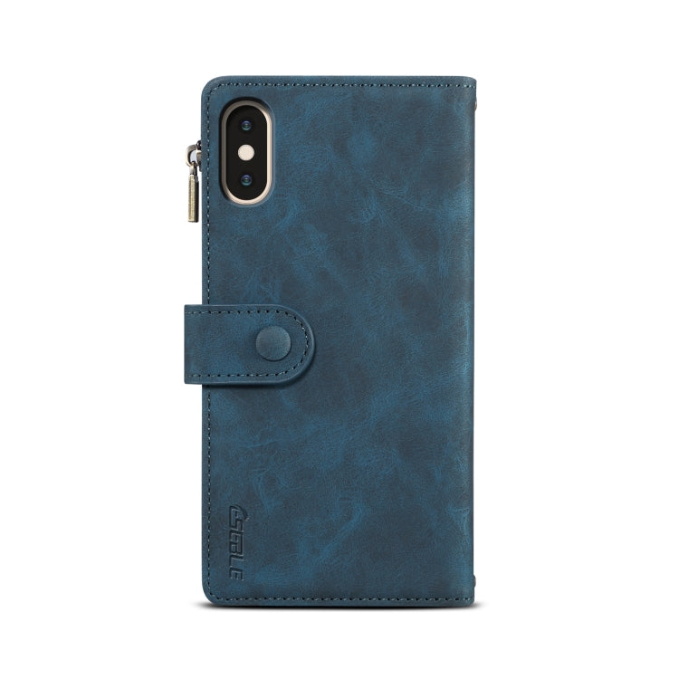 For iPhone X / XS Retro Frosted Horizontal Flip Leather Case with Holder & Card Slot & Wallet & Zipper Pocket & Lanyard