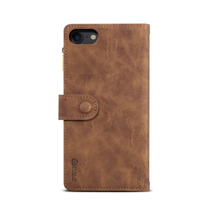 For iPhone SE 2022 / SE 2020 / 8 / 7 Retro Frosted Horizontal Flip Leather Case with Holder & Card Slot & Wallet & Zipper Pocket & Lanyard