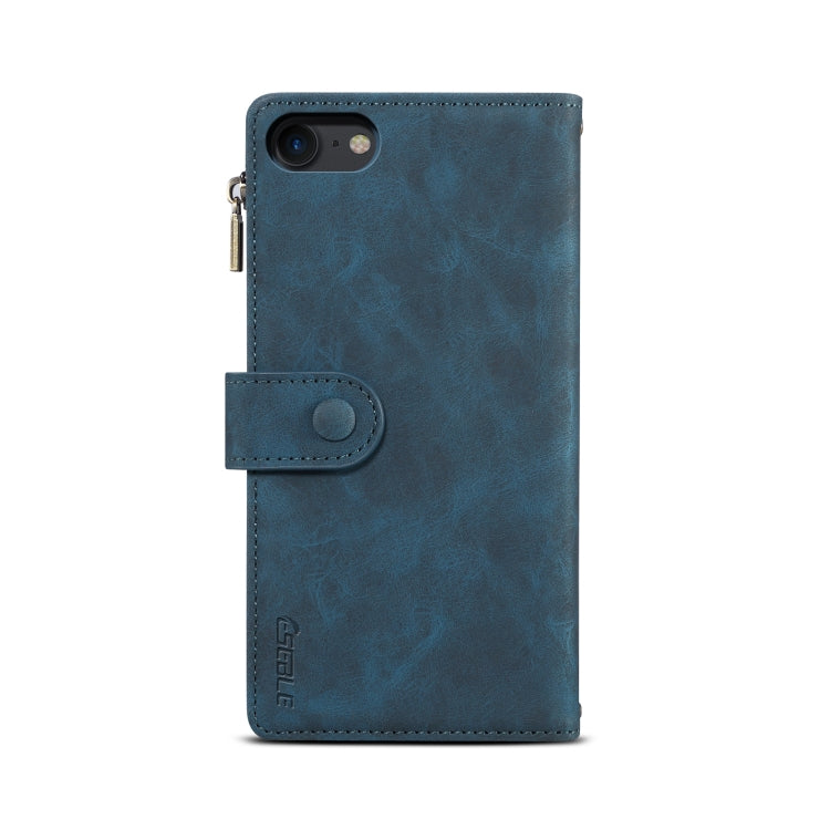 For iPhone SE 2022 / SE 2020 / 8 / 7 Retro Frosted Horizontal Flip Leather Case with Holder & Card Slot & Wallet & Zipper Pocket & Lanyard