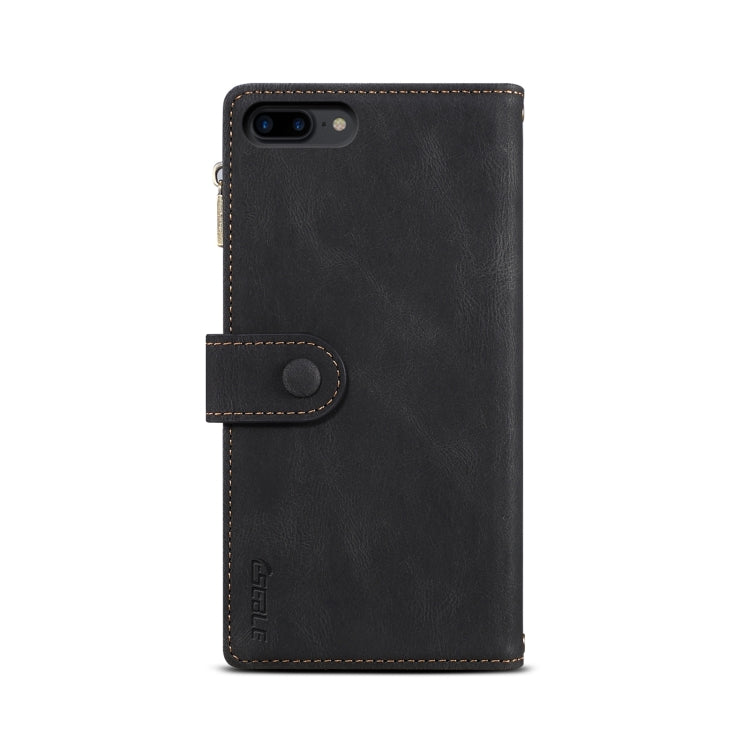 Retro Frosted Horizontal Flip Leather Case with Holder & Card Slot & Wallet & Zipper Pocket & Lanyard For iPhone 8 Plus & 7 Plus