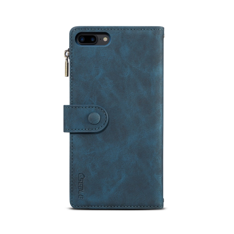Retro Frosted Horizontal Flip Leather Case with Holder & Card Slot & Wallet & Zipper Pocket & Lanyard For iPhone 8 Plus & 7 Plus