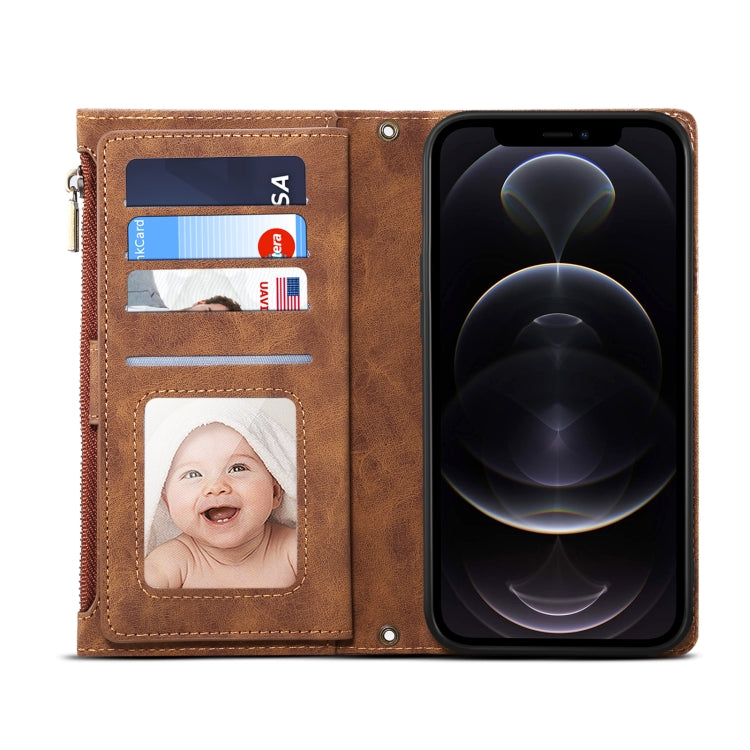 Retro Frosted Horizontal Flip Leather Case with Holder & Card Slot & Wallet & Zipper Pocket & Lanyard For iPhone 11