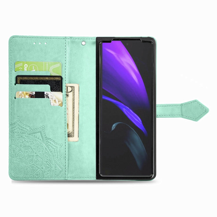 For Samsung Galaxy Z Fold3 5G Embossed Mandala Pattern PC + TPU Horizontal Flip Leather Case with Holder & Card Slots