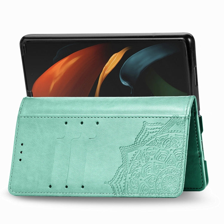 For Samsung Galaxy Z Fold3 5G Embossed Mandala Pattern PC + TPU Horizontal Flip Leather Case with Holder & Card Slots