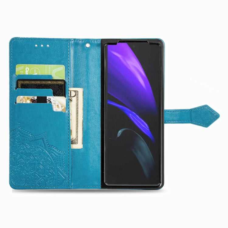 For Samsung Galaxy Z Fold3 5G Embossed Mandala Pattern PC + TPU Horizontal Flip Leather Case with Holder & Card Slots