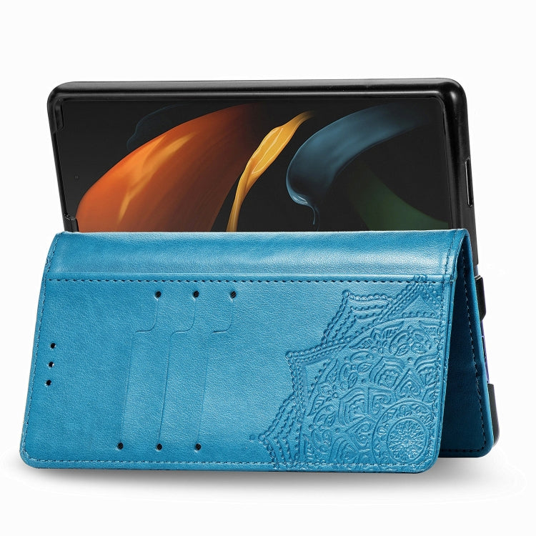For Samsung Galaxy Z Fold3 5G Embossed Mandala Pattern PC + TPU Horizontal Flip Leather Case with Holder & Card Slots