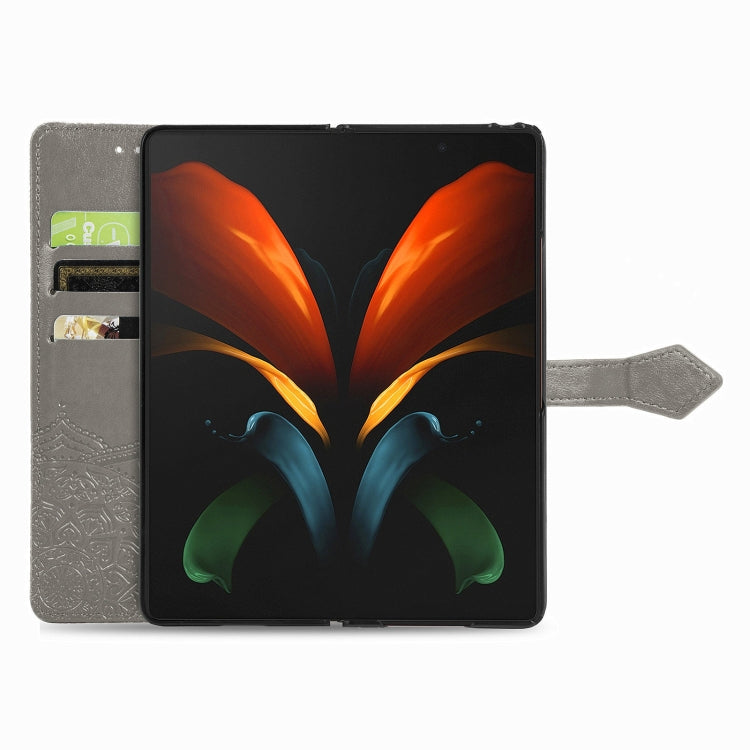 For Samsung Galaxy Z Fold3 5G Embossed Mandala Pattern PC + TPU Horizontal Flip Leather Case with Holder & Card Slots