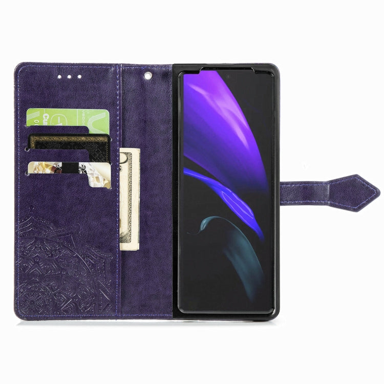 For Samsung Galaxy Z Fold3 5G Embossed Mandala Pattern PC + TPU Horizontal Flip Leather Case with Holder & Card Slots
