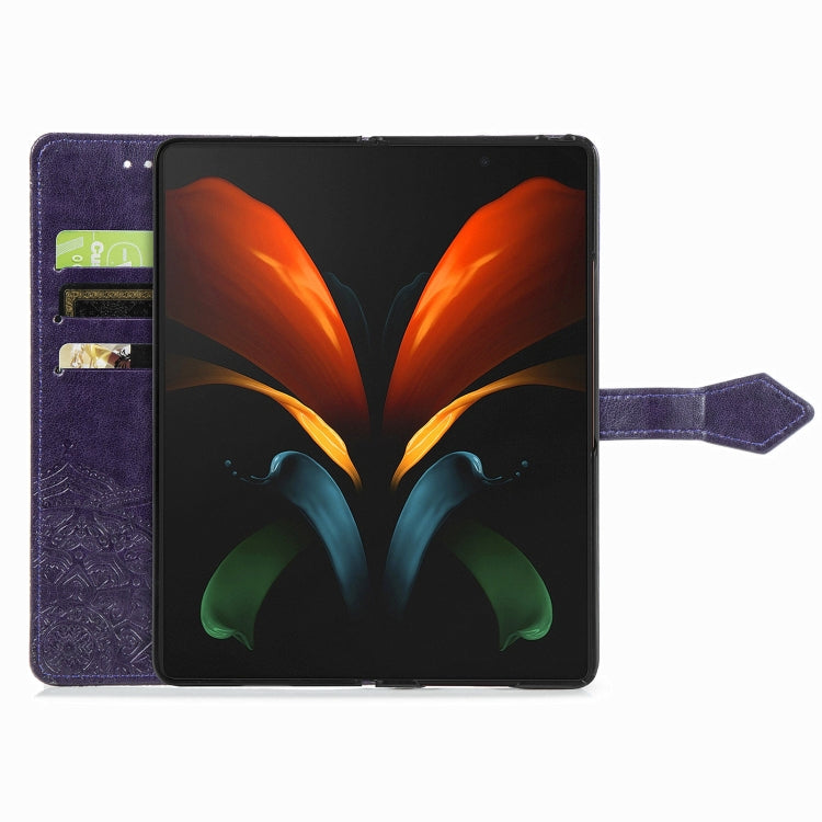 For Samsung Galaxy Z Fold3 5G Embossed Mandala Pattern PC + TPU Horizontal Flip Leather Case with Holder & Card Slots
