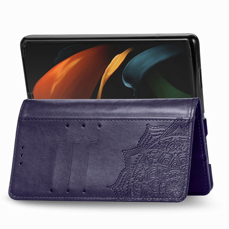 For Samsung Galaxy Z Fold3 5G Embossed Mandala Pattern PC + TPU Horizontal Flip Leather Case with Holder & Card Slots