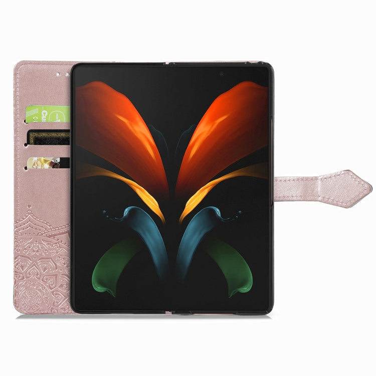 For Samsung Galaxy Z Fold3 5G Embossed Mandala Pattern PC + TPU Horizontal Flip Leather Case with Holder & Card Slots