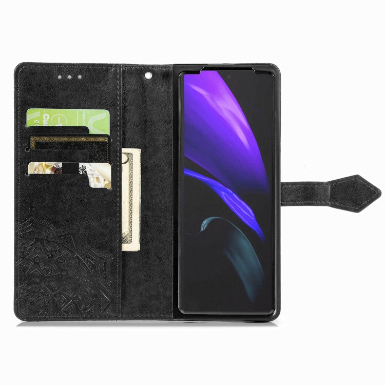 For Samsung Galaxy Z Fold3 5G Embossed Mandala Pattern PC + TPU Horizontal Flip Leather Case with Holder & Card Slots