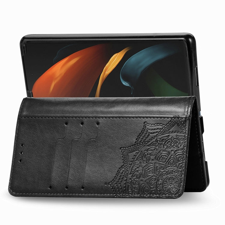 For Samsung Galaxy Z Fold3 5G Embossed Mandala Pattern PC + TPU Horizontal Flip Leather Case with Holder & Card Slots