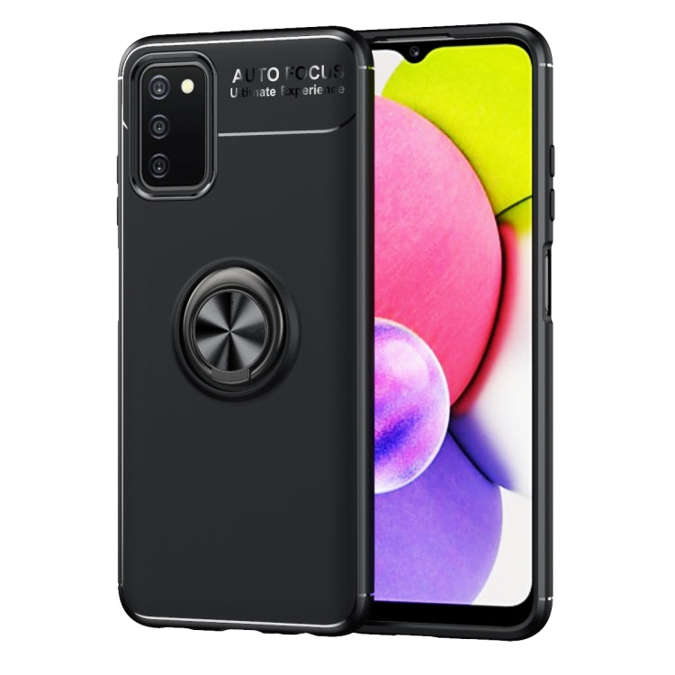 For Samsung Galaxy A03s 164mm Metal Ring Holder 360 Degree Rotating TPU Case