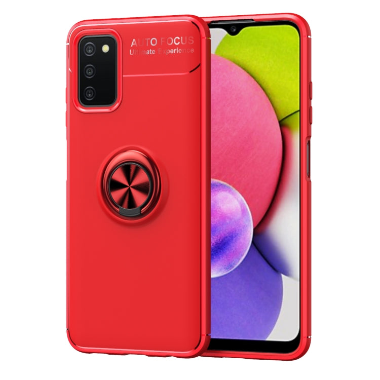For Samsung Galaxy A03s 164mm Metal Ring Holder 360 Degree Rotating TPU Case